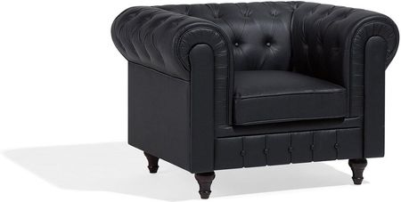 Beliani Nowoczesny duży fotel tapicerowany pikowany czarny Chesterfield