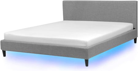 Beliani Podwójne łóżko tapicerowane 180 x 200 cm szare LED ze stelażem zagłówkiem Fitou