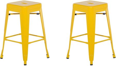 Beliani Zestaw 2 hokerów stołków barowych metalowy 60 cm żółty Cabrillo