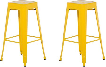 Beliani Zestaw 2 hokerów stołków barowych metalowy 76 cm żółty Cabrillo