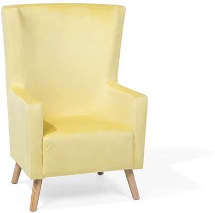 Beliani Retro fotel uszak tapicerowany welurowy żółty Oneida