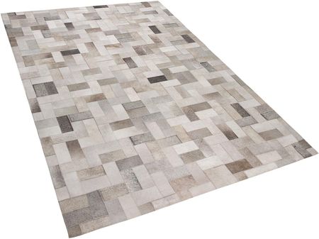 Beliani Nowoczesny dywan ze skóry bydlęcej do salonu szaro-beżowy 140 x 200 cm Korfez
