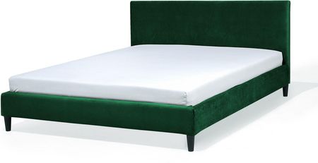 Beliani Podwójne łóżko tapicerowane 180 x 200 cm zielone welurowe ze stelażem Fitou