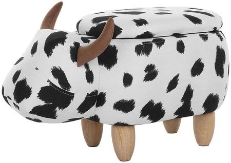 Beliani Pufa zwierzak czarno-biała w łaty ze schowkiem dla dzieci drewniane nóżki Cow