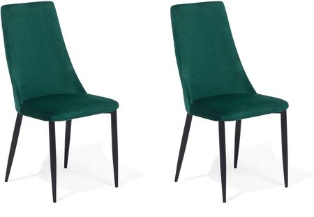 Beliani Zestaw 2 krzeseł do jadalni zielonych welurowy metalowe nogi Clayton