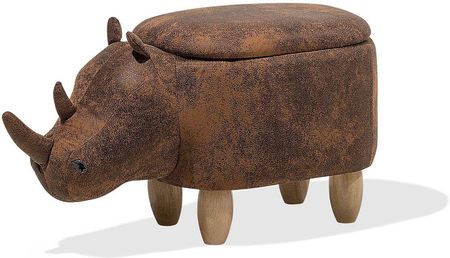 Beliani Nowoczesny hoker ekoskóra brązowy tapicerowany z litego drewna zwierzątko Rhino