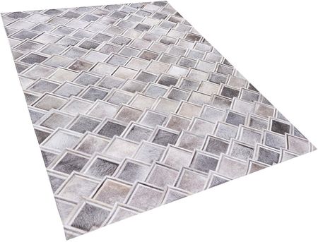 Beliani Dywan skórzany 160 x 200 cm ręcznie tkany do salonu prostokątny szary Agacli