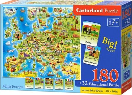 Castorland Puzzle Mapa Europy Z Quizem 180El.
