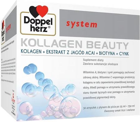 Doppelherz system Kollagen Beauty, kolagen do picia 30 Ampułek