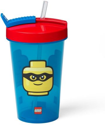 LEGO Niebieski Kubek Podróżny Z Czerwonym Wieczkiem I Słomką Iconic 500Ml 40440001