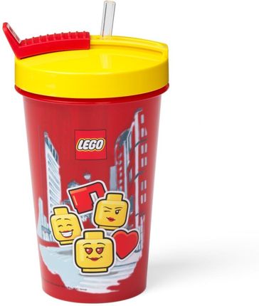 LEGO Czerwony Kubek Podróżny Z Żółtym Wieczkiem I Słomką Iconic 500Ml 40441725