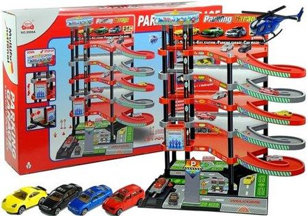 Lean Toys Garaż Parking 5 Pięter Zjeżdżalnia Winda + Pojazdy