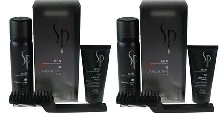 Wella SP Men Gradual Tone Black Zestaw maskujący siwiznę włosów dla mężczyzn kolor czarny pianka pigmentująca 60ml + szampon 30ml + szczotka x2 