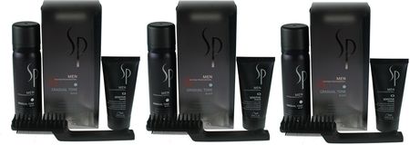 Wella SP Men Gradual Tone Black Zestaw maskujący siwiznę włosów dla mężczyzn kolor czarny pianka pigmentująca 60ml + szampon 30ml + szczotka x3 