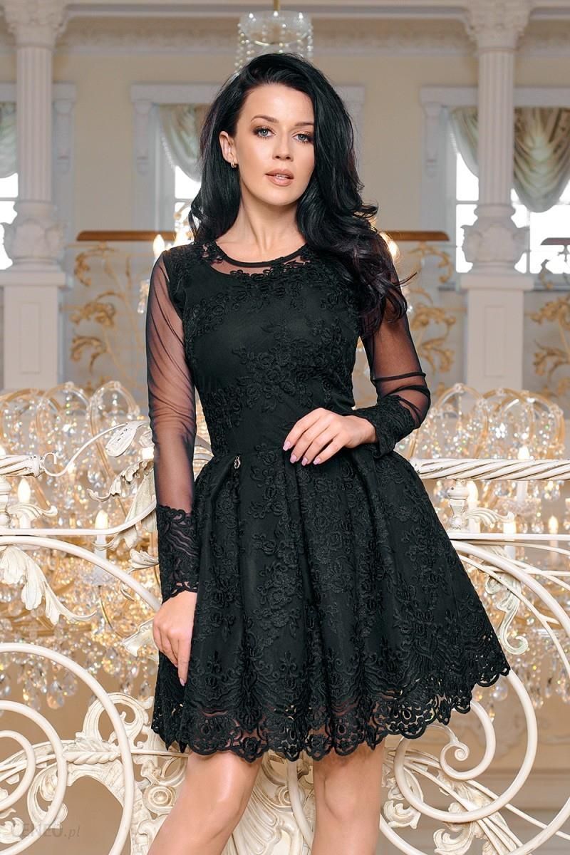 Bicotone Rozkloszowana sukienka z gipiurą Katnis - czarna, Rozmiar: L -  Ceny i opinie 