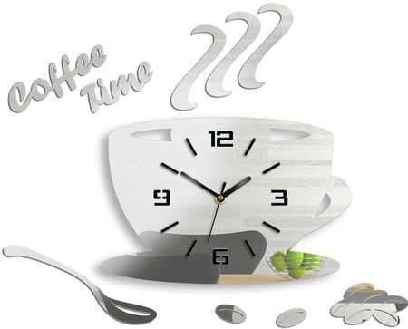 Modern Clock Zegar Ścienny Coffe Time 3D Mirror 43X64 Cm  