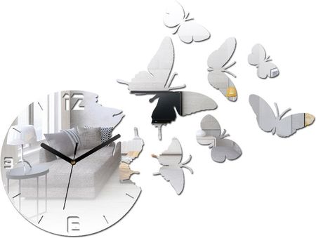 Modern Clock Zegar Ścienny Motyle Mirror 58X33 Cm  
