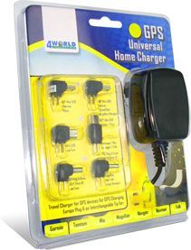 4World Uniwersalna ładowarka sieciowa 230V do urządzeń GPS, 6 typów końcówek
