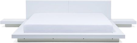 Beliani Łóżko wodne 180x200 cm niska rama styl japoński stoliki białe Zen