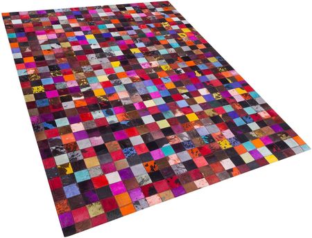 Beliani Dywan chodnik 200 x 300 cm skórzany patchworkowy ręcznie tkany wielokolorowy Enne