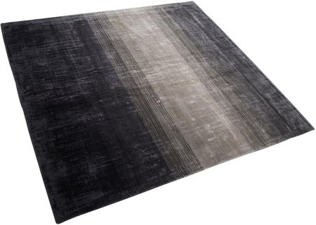 Beliani Dywan chodnik wiskozowy kwadratowy 200x200 cm ręcznie tkany czarno-szary Ercis