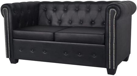 vidaXL Sofa 2-Osobowa W Stylu Chesterfield Sztuczna Skóra Czarna