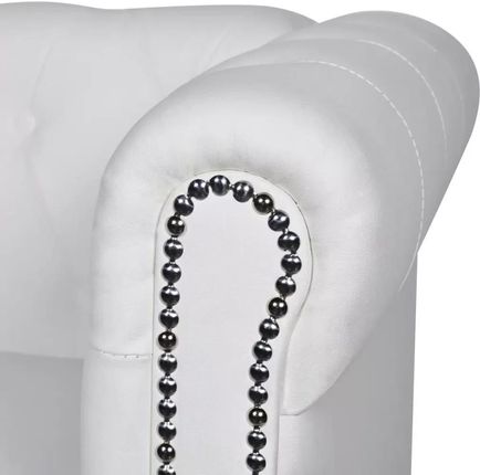 vidaXL Sofa 2-Osobowa W Stylu Chesterfield Sztuczna Skóra Biała - zdjęcie 5