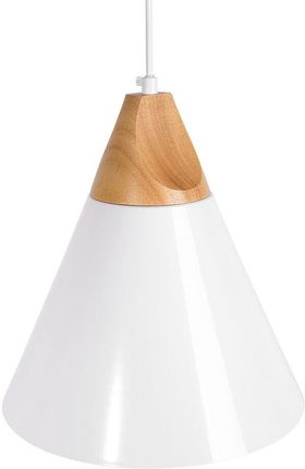Beliani Lampa wisząca biała stożek jasne drewno Skandynawskie oświetlenie Albano