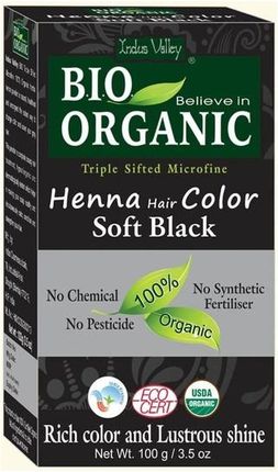 Indus Valley Bio Organic Organiczna Farba Do Włosów Na Bazie Henny 13 Miękka Czerń/Soft Black 100G