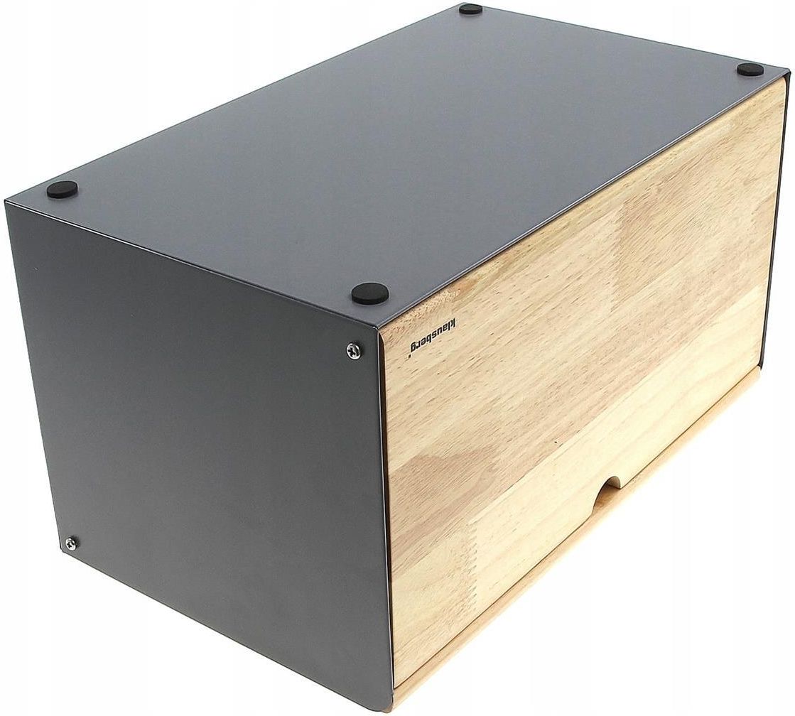 Portapane Klausberg KB-7395 In Acciaio E Legno - 35,5x21,5x19,5 Cm - Doppio Sportello Apribile