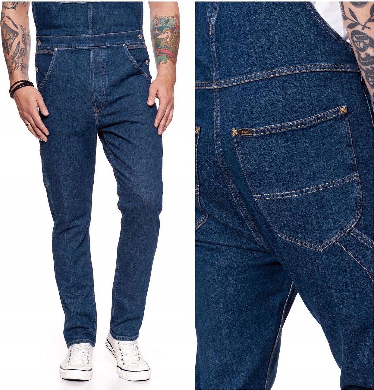LEE BIB MĘSKIE OGRODNICZKI JEANSOWE REGULAR M Ceny i Lee Ogrodniczki Męskie Spodnie Jeansowe Regular M Ceny i