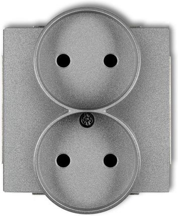 Karlik Deco Soft Mechanizm Gniazda Podwójnego B/U Srebrny Metalik 7Dgprso-2