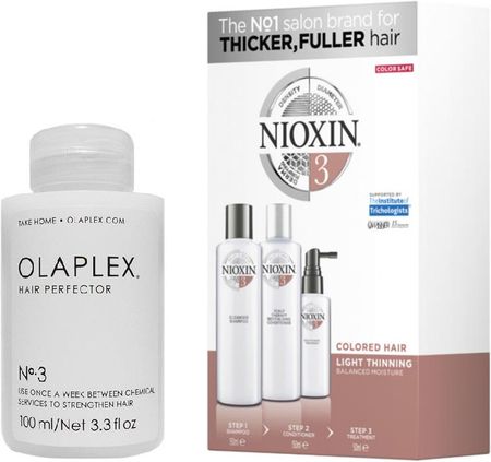 Olaplex Hair Perfector No.3 100Ml+Nioxin System 3 Regenerująca Kuracja Do Włosów Farbowanych I Lekko Przerzedzonych