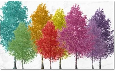 Aleobrazy Obraz Drzewo 38 - 120X70Cm Na Płótnie Las Kolorowe