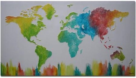 Aleobrazy Obraz Płótnie Mapa Świata Kolorowa 96X54Cm 3D