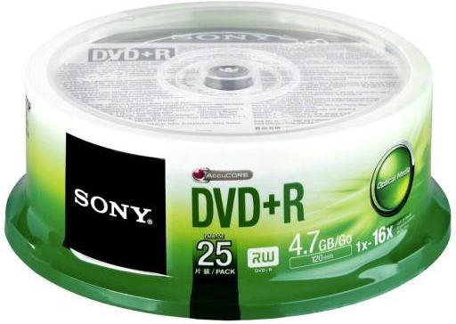 Nośnik danych Płyta DVD+R SONY 4.7GB 16X CAKE 25 szt - Opinie i ceny na ...