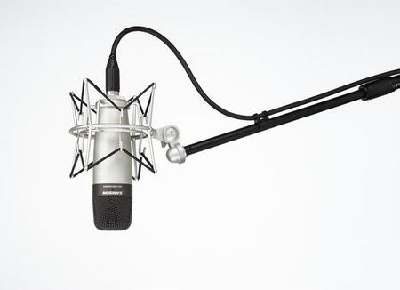 Samson C01 Wielkomembranowy Mikrofon Pojemnościowy, Kardioida, Srebrno Czarny, Led 48V Phantom, Walizka, Uchwyt Sztywny.