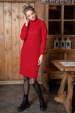 Fobya Czerwona Swetrowa Sukienka z Golfem z Ozdobnym Splotem - Ceny i  opinie 