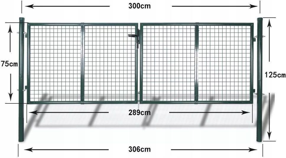 Vidaxl Brama Ogrodzeniowa 289X125Cm/306X175Cm Stalowa Zieleń - zdjęcie 2 Vidaxl Brama Ogrodzeniowa 289X125Cm/306X175Cm Stalowa Zieleń