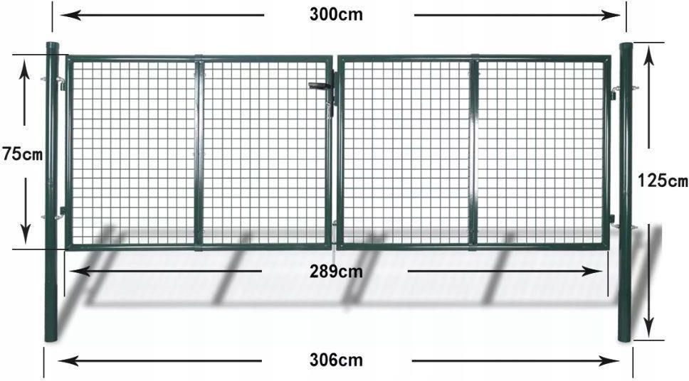 Vidaxl Brama Ogrodzeniowa 289X125Cm/306X175Cm Stalowa Zieleń