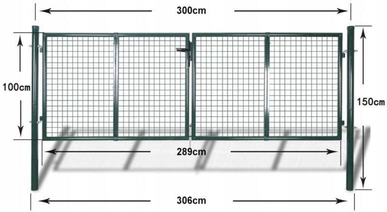 Vidaxl Brama Ogrodzeniowa 289X100Cm/306X150Cm Stalowa Zieleń