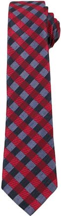 Czerwono-Granatowy Elegancki Krawat w Kratkę -ALTIES- 6 cm, Męski  KRALTS0248