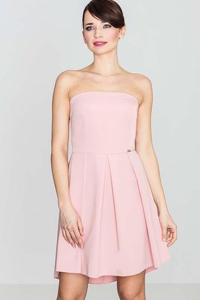 Katrus Elegancka Różowa Gorsetowa Sukienka z Dłuższym Tyłem
