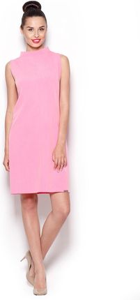 Figl Elegancka Sukienka z Niskim Golfem - Różowy