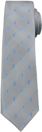 Szary Elegancki Krawat -Angelo di Monti- 6 cm, Męski, Błękitny Wzór Paisley, Nerka KRADM1486