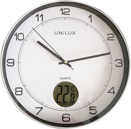 Unilux Zegar Ścienny Srebrny Tempus + Termometr (Bx1022)