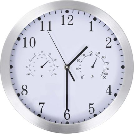 Vidaxl Zegar Ścienny Z Higrometrem I Termometrem 30 Cm Biały
