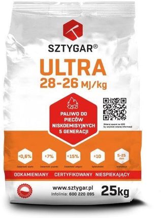 Groszek ULTRA 40x25 kg Węgiel Sztygar 28 MJ/kg (dawniej ekogroszek )