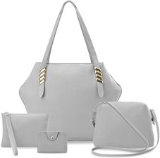 Zestaw torebek damskich 4w1 shopper bag listonoszka saszetka etui szary Zestaw torebek damskich 4w1 shopper bag listonoszka saszetka etui szary