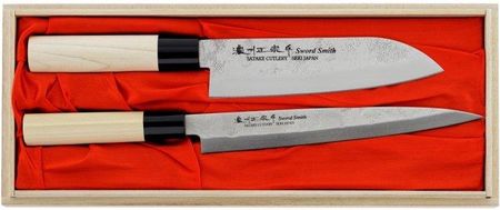 Satake Cutlery Satake Nashiji N Zestaw 2 Noży Santoku+Sashimi (Hg8141W)